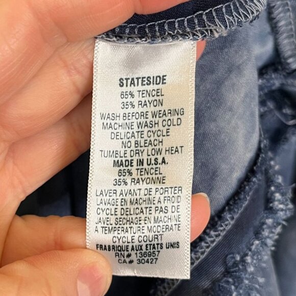 Stateside Soft Tencel Frayed Hem Washed Blue T-Shirt Dress Size Small - Picture 12 of 12